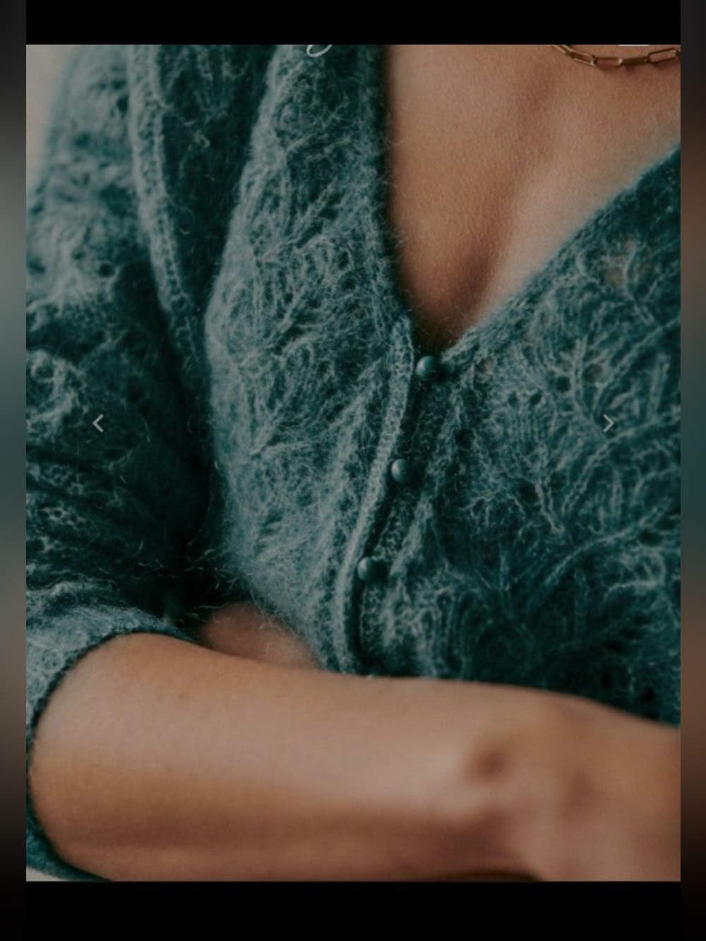 CLOSET CLOSING - Last Call! Sezane Teal Lace Knit V-Neck Sweater Cardigan - Picture 2 of 5